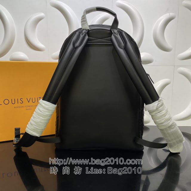 Louis Vuitton新款男包 M57959 路易威登Armand双肩包 Monogram Seal牛皮 LV黑色男士后背包  ydh4215